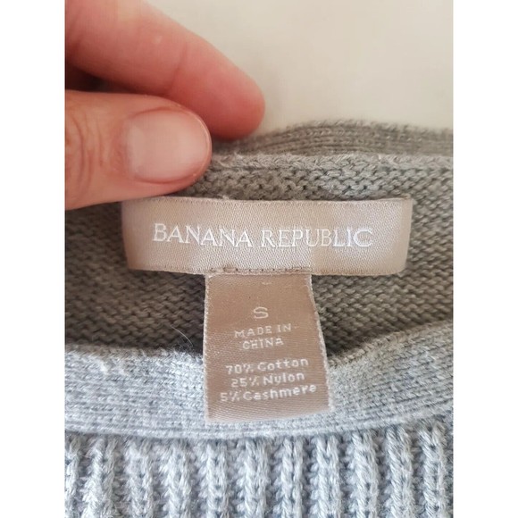 Banana Republic Womens Sweater Size Small Grey Heather Ribbed  Cashme Blend - Picture 7 of 11